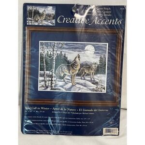 Vintage Creative Accents‎ Cross Stitch Kit Wild Call in Winter Wolves New 14x10